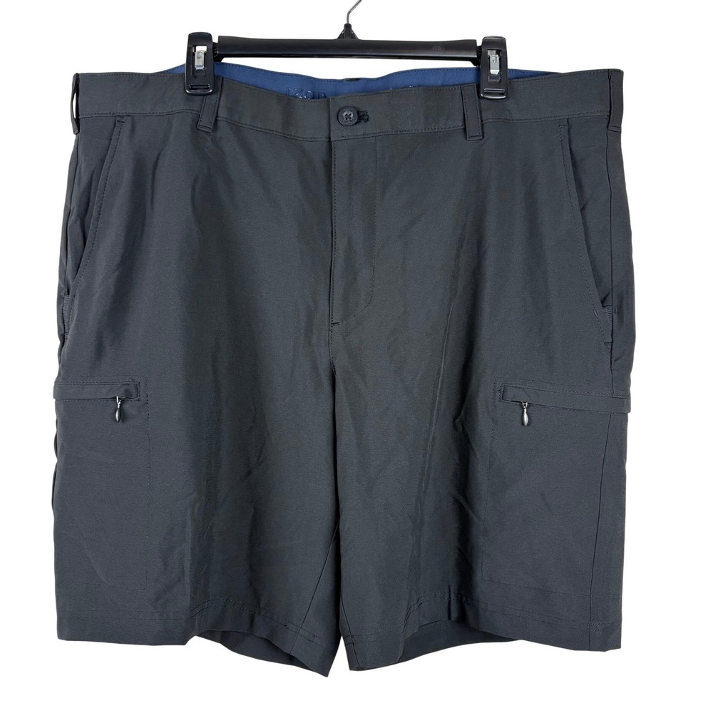 IZOD Golf Shorts Mens 40 Gray Cargo Performance Stretch Flat Front Moisture Wick